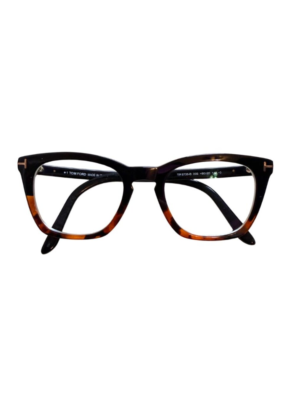 Tom Ford TF5736-B 005 Eyeglasses Tortoise Black Gold T Frame Italy 50mm